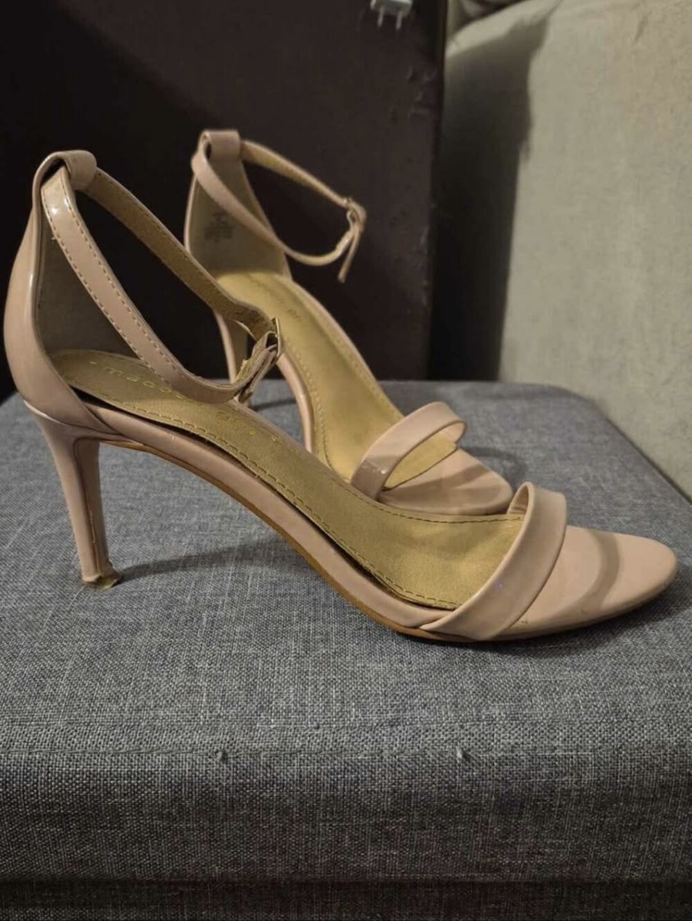 Women's Nude Ankle-Strap Stiletto Sandals